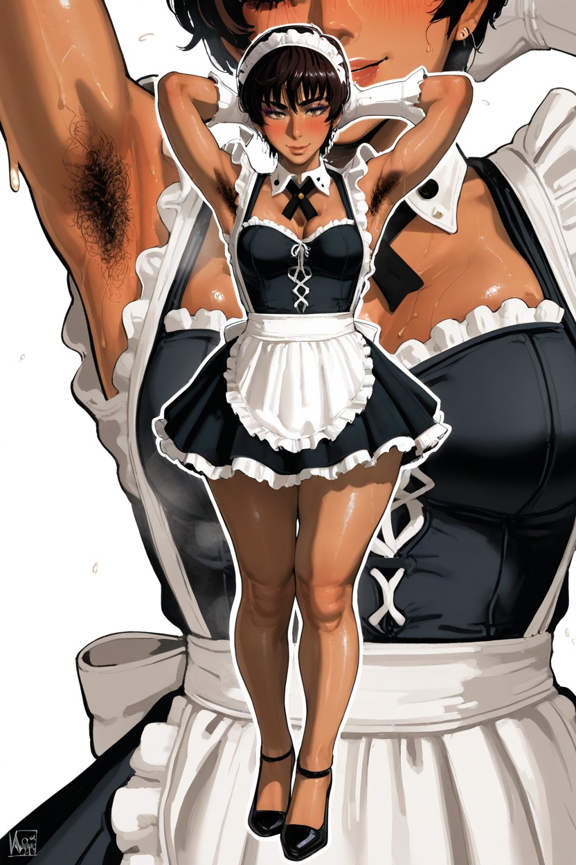 Black Dark Skin, Very Exective Makeup, Full-body Base Pose Hentai AI Porn