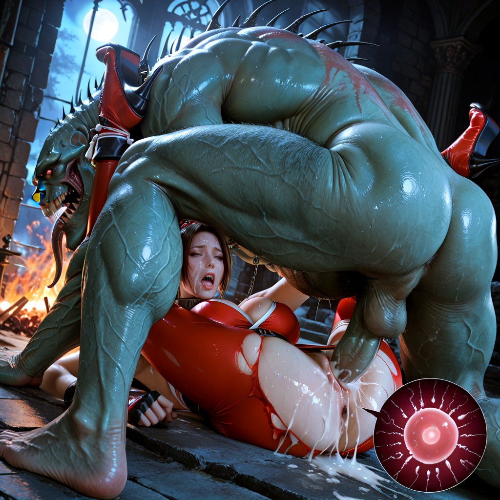 Inside A Castle, Massively Huge Monster Cockimpossible Fit, Horror Monster Hentai AI Porn