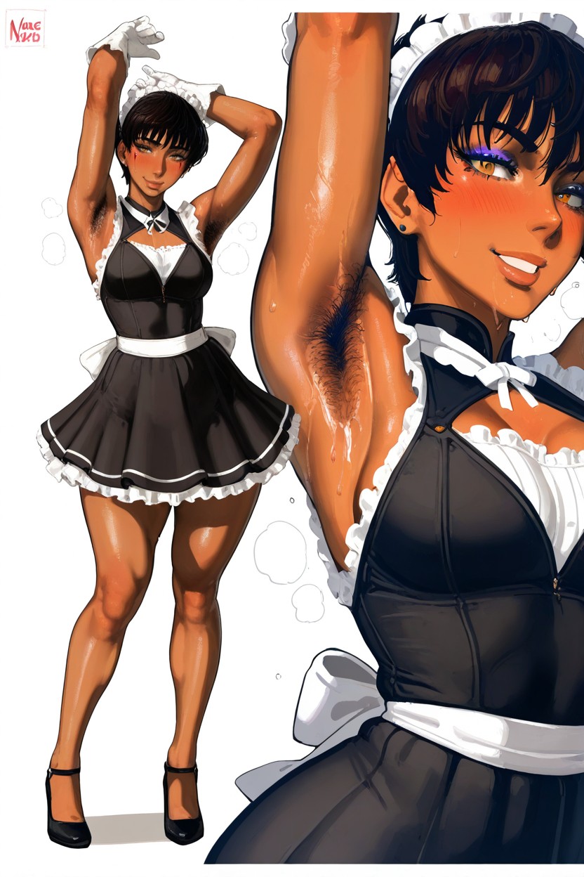 Skinny, High Contrast Between Light And Shadow Areas, Gloves Hentai AI Porn