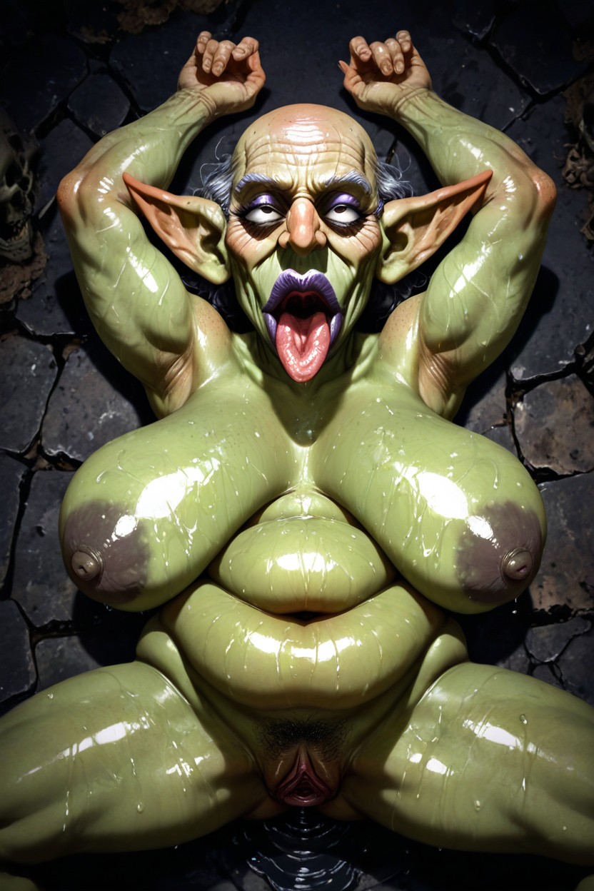 Fat Belly, Inflated Lips, Solo Goblin Bimbo Hentai AI Porn