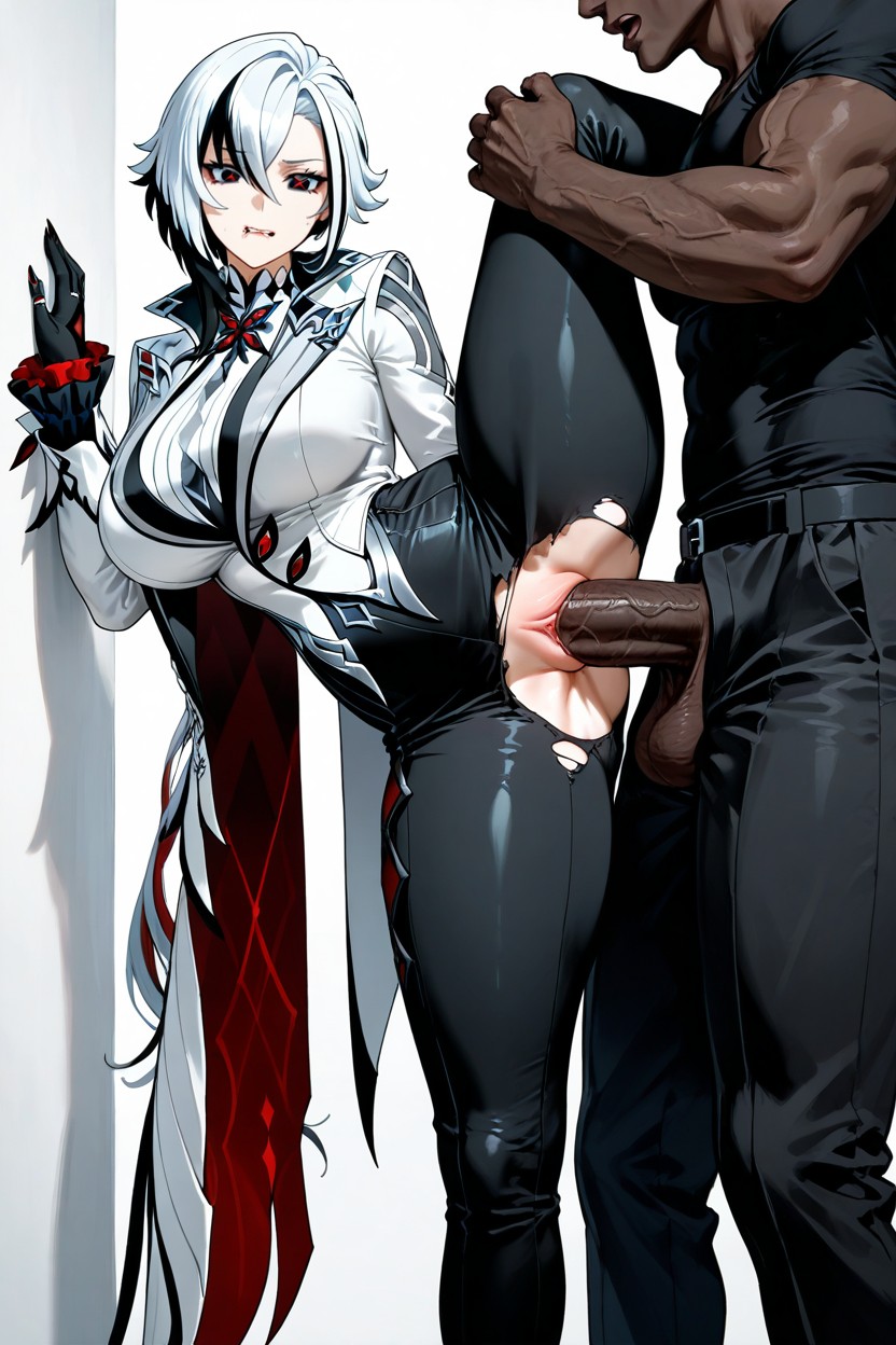 Interracial, Biting Lip, Wide Splitting Legs Hentai AI Porn