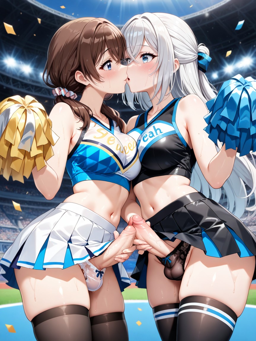 Wearing Sheer Cheerleader Clothes, Long Hair, Ultra Detailed Hentai AI Porn