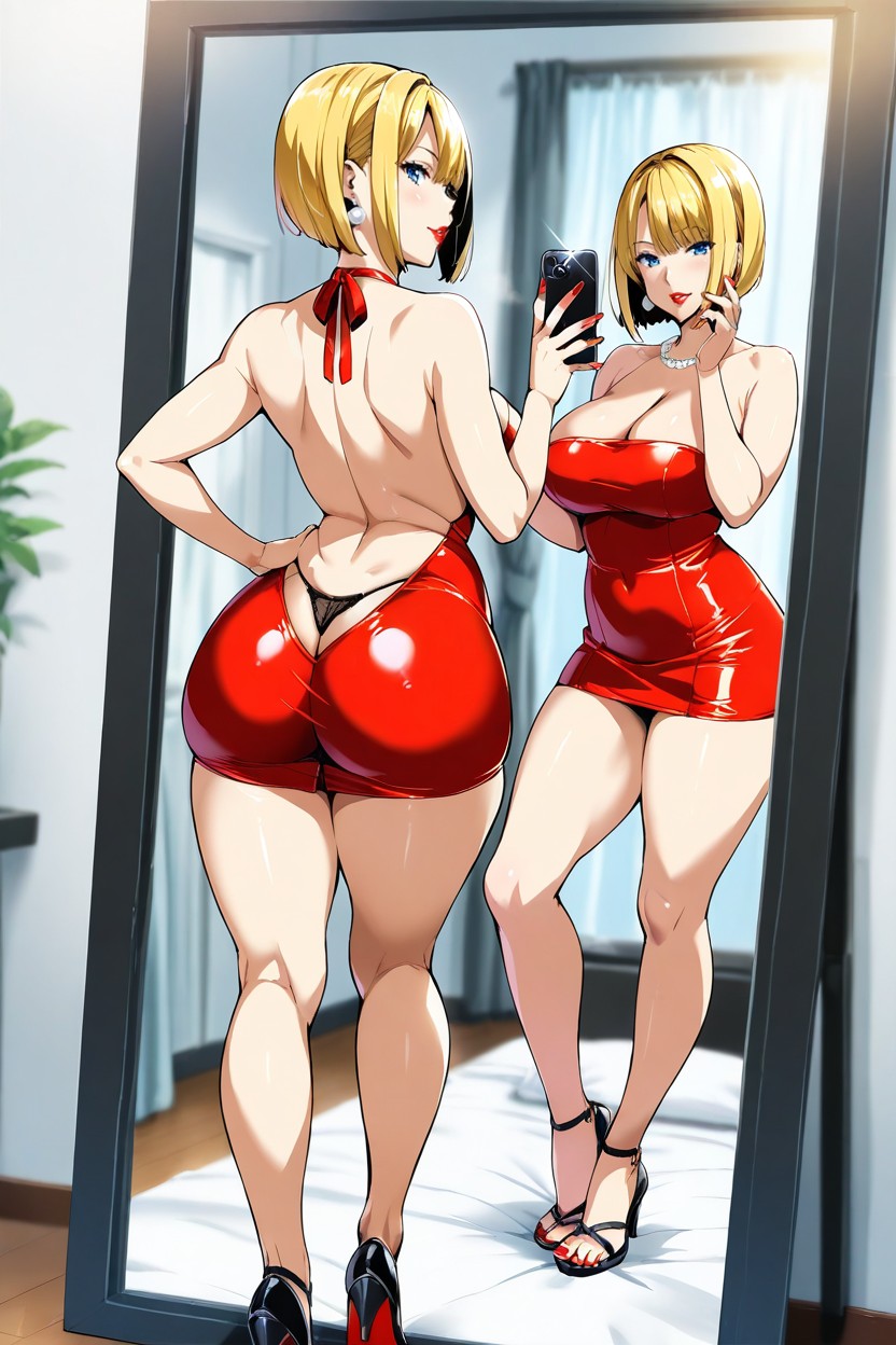 Blonde, Red Nail Polish, 18+ Hentai IA