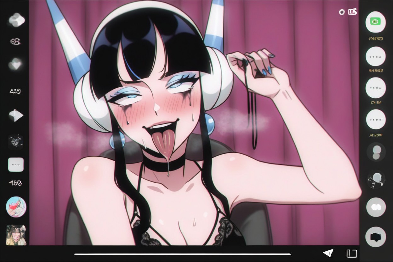 Ahegao, Horny, Big Thick Round Tongue Hentai AI Porn
