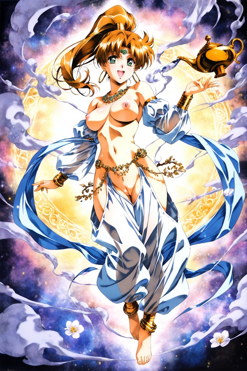 Art By Satoshi Urushihara, Long Light Brown Hair, Medium Ass Hentai AI Porn