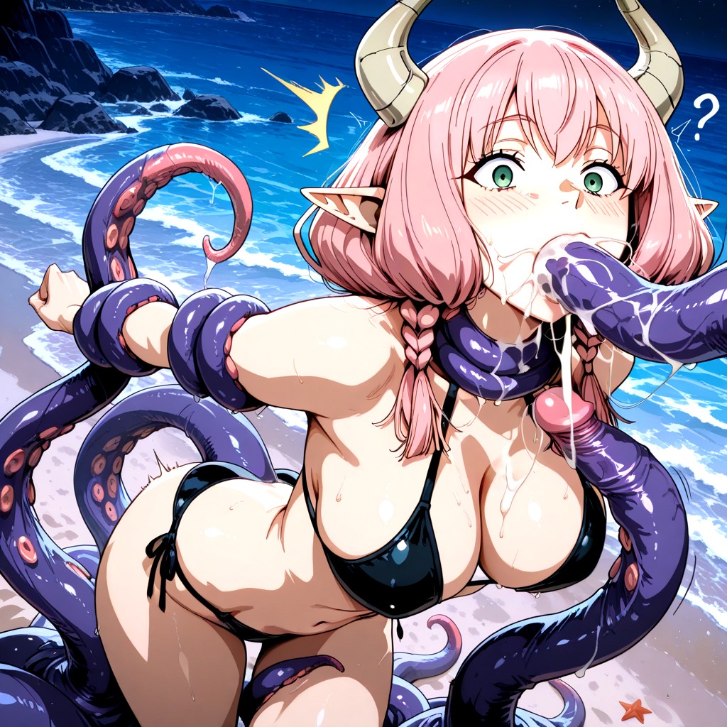 It Has Two Demonic Horns, 1 Person, She Arched Her Back Hentai AI Porn