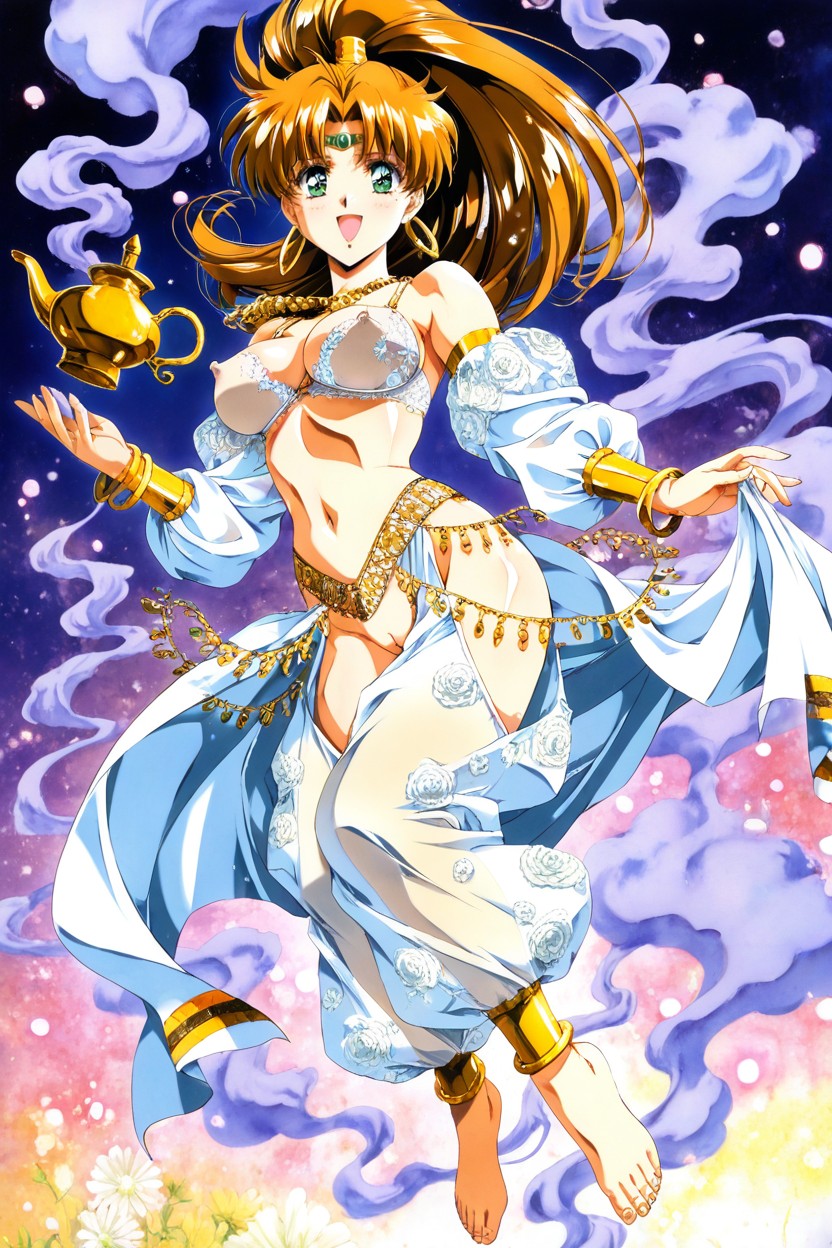 Aroused Pussy Exposed, Gold Bracelets, Vibrant Colors Hentai AI Porn