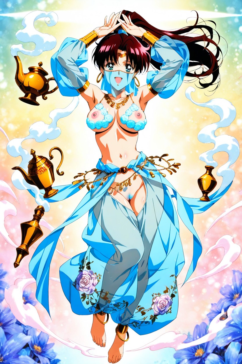 Aroused Pink Pussy Exposed, Cuerpo Completo, Wearing Jeweled Gold Circlet Hentai IA