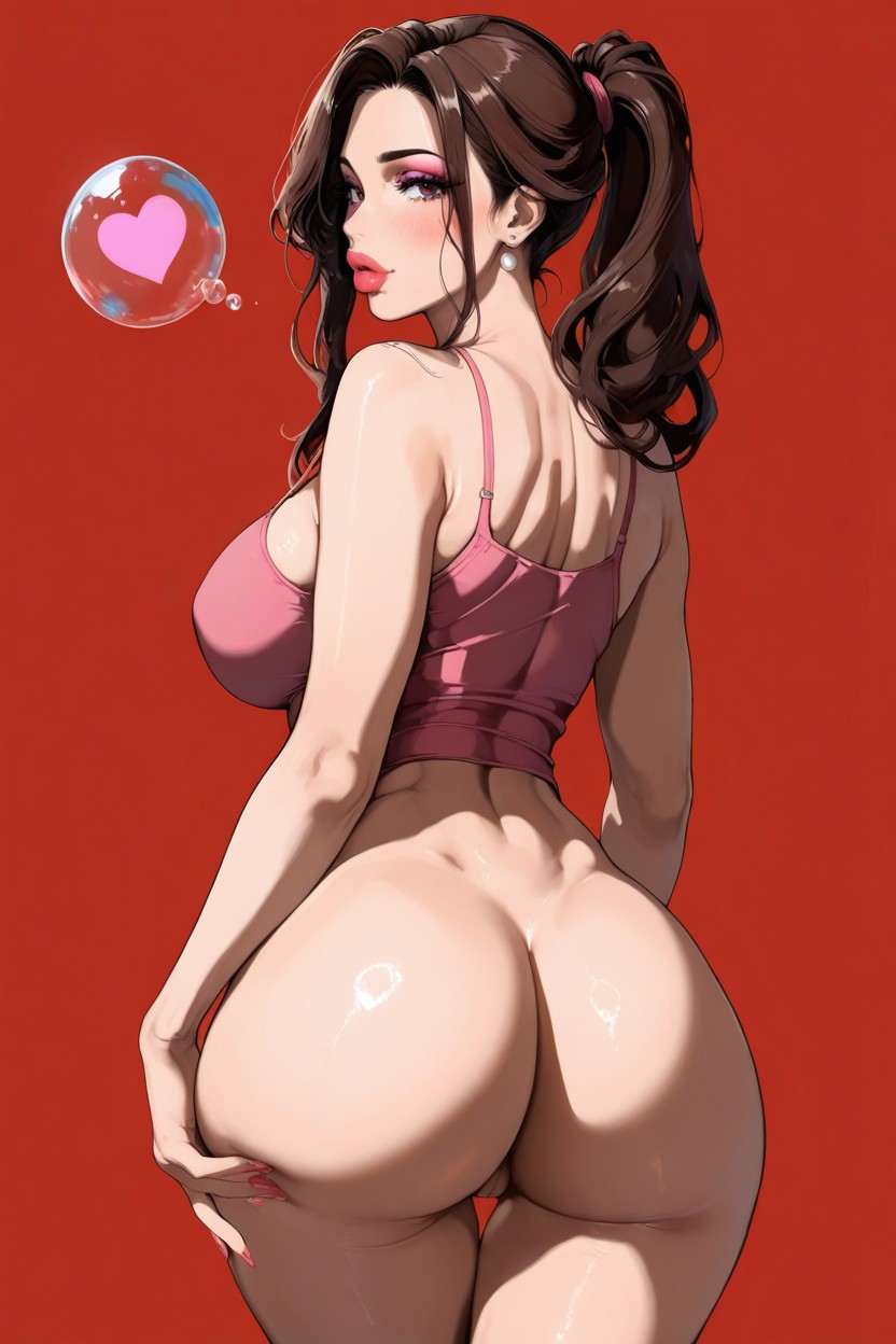 Brown Hair, Bare Ass, Big Lips Hentai IA