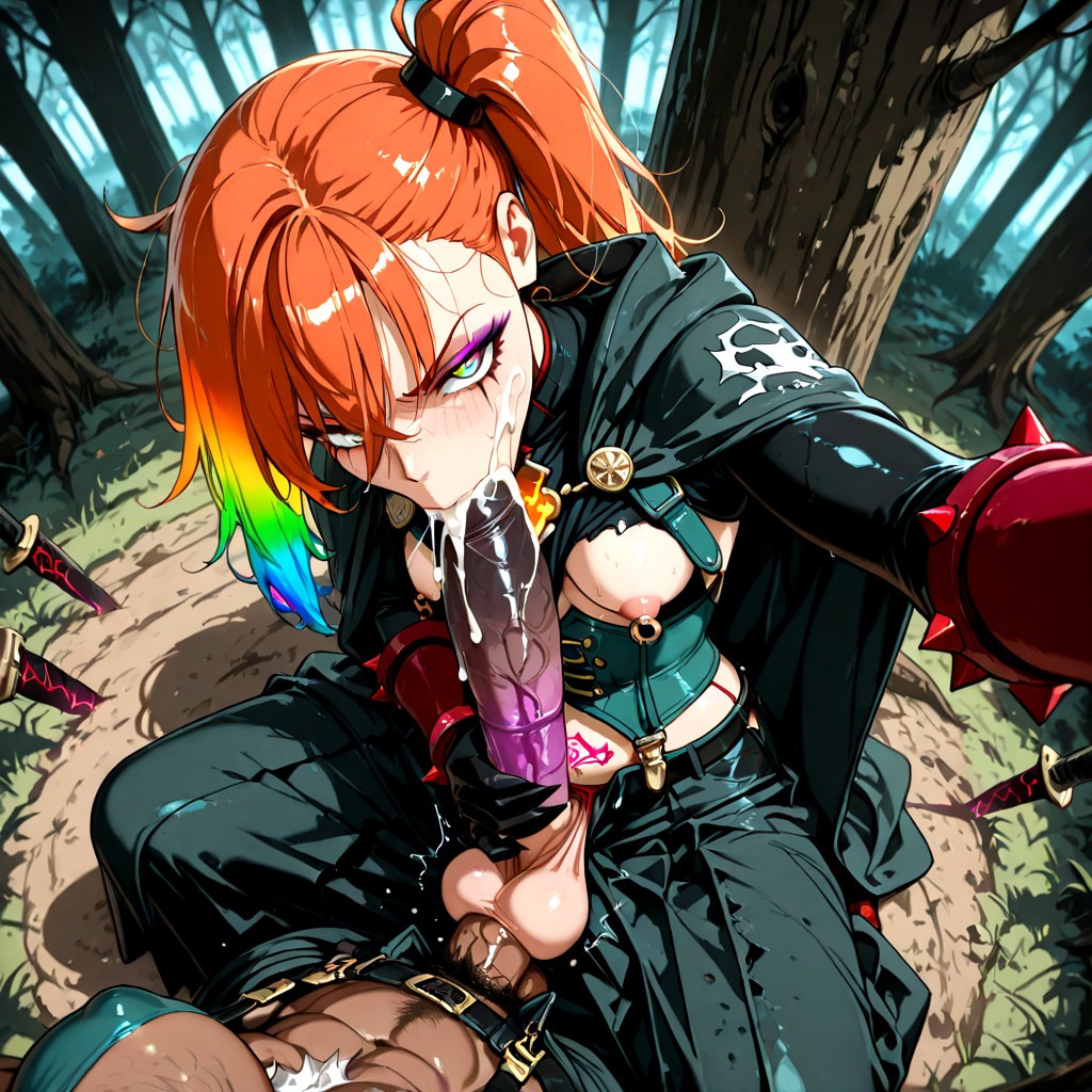 Long Skirt, Suspenders, Spiky Barbed Penis Hentai AI Porn