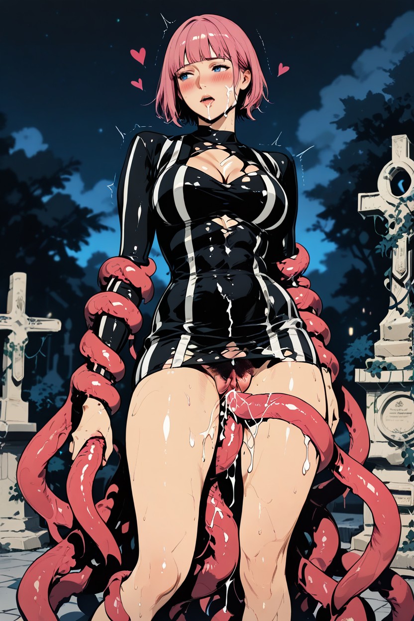 Rose-pink Hair, Courte Longueur, Exposed Crotch Porno IA Hentai