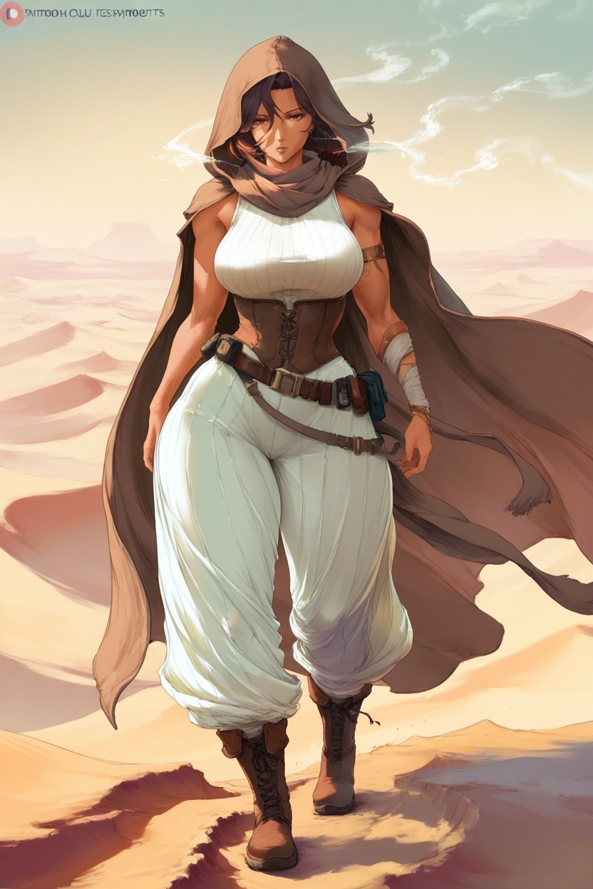 Mysterious Expression, Wind Blowing Cloak, Detailed Anatomy Hentai AI Porn