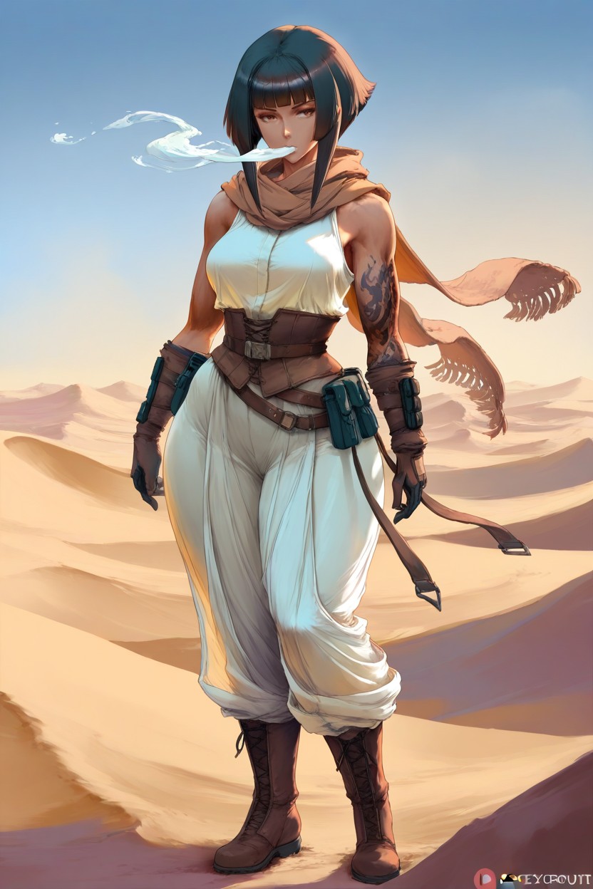 Thick Thighs, Utility Belts, Layered Desert Clothing Hentai AI Porn