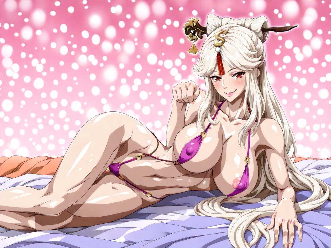 Laying On Her Side, Perky Tits, Grabbing Boobs Hentai AI Porn