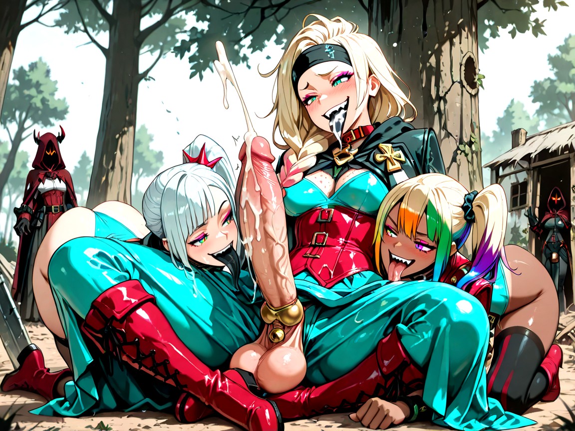 Cumshot, Body Harness, Kneeling Hentai AI Porn