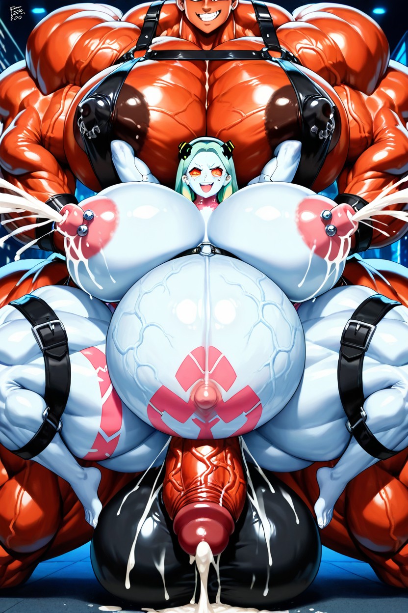 Gigantic Massive Swollen Balls, Hyper Massive Thighs, Extremely Muscular Hentai AI Porn
