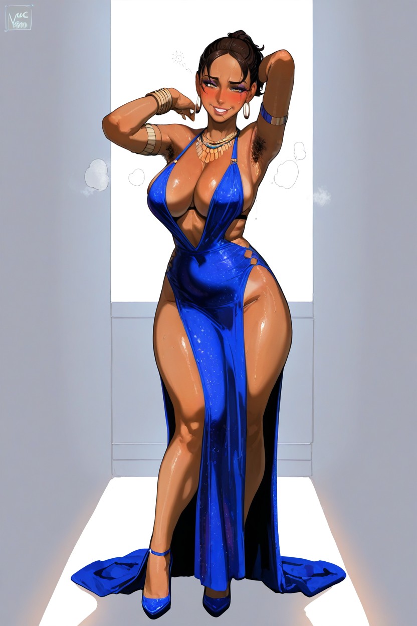 Bangs, Armpit Hair, Voluptuous Thick Body With Wide Hips And Thick Thighs Hentai AI Porn