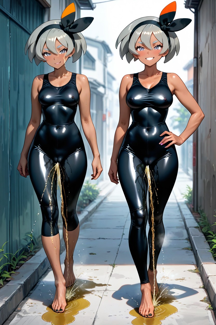 Black Spandex Unitard, Stunning Model, Urination Hentai AI Porn