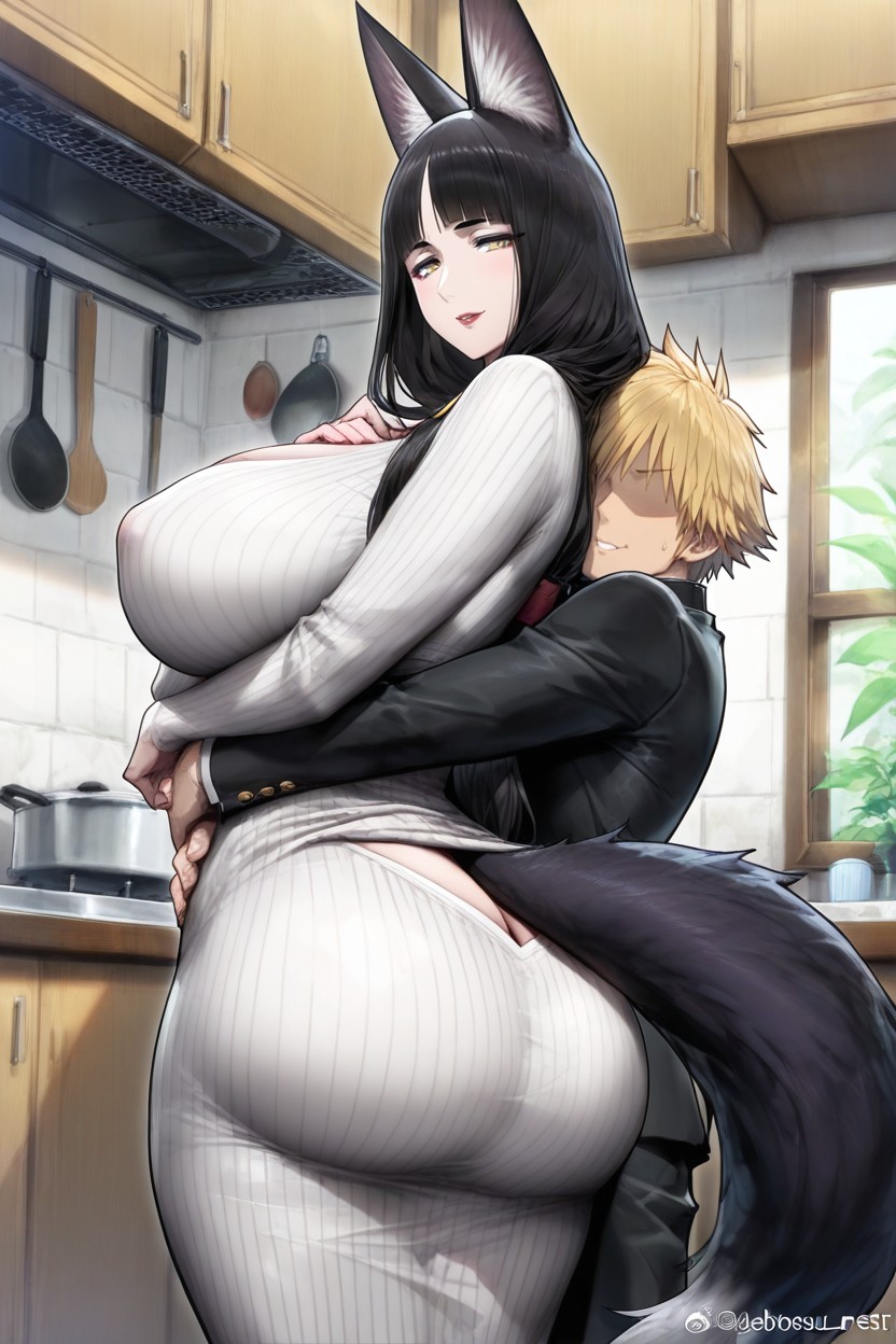 Slightly Toned, Tender Gaze, Rounded Huge Ass Hentai IA