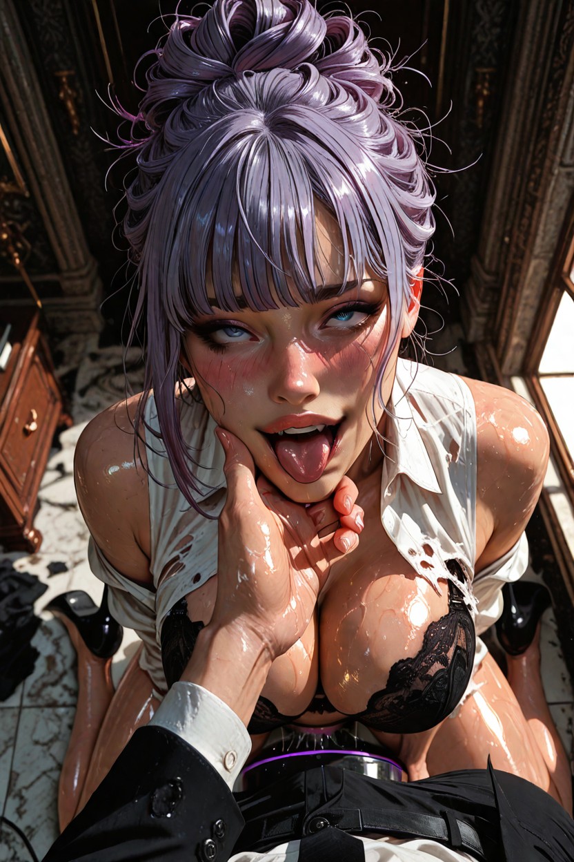 Head Tilted Back, Black Heels, Delicate Blending Hentai AI Porn