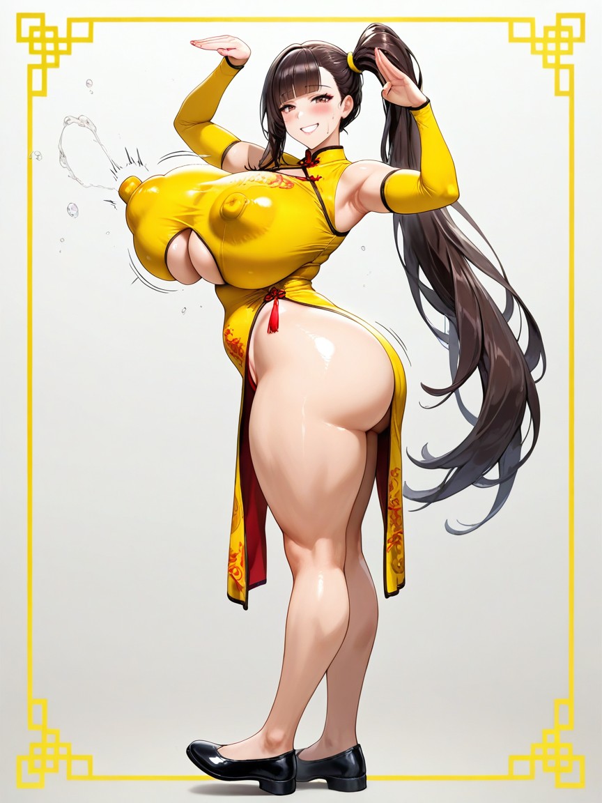 Side Bangs, Huge Nipple Bulge, Thick Thighs Hentai AI Porn