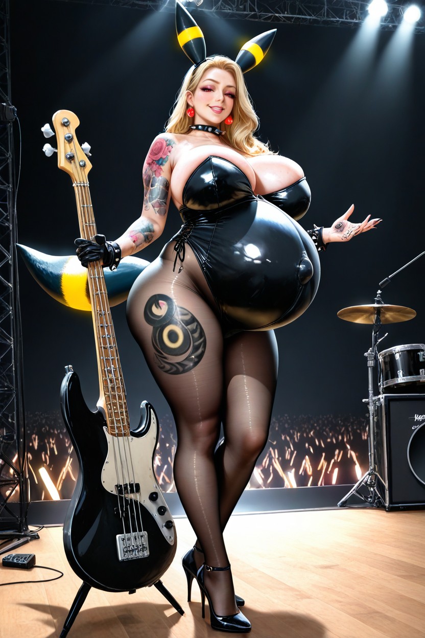 Breast Pushup, Embarazada, Bass Guitar Hentai IA
