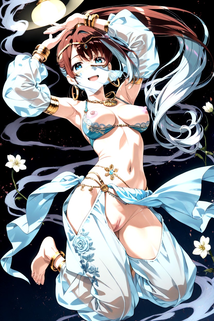 Bare Feet, Medium Breasts, Colorful Background Hentai AI Porn