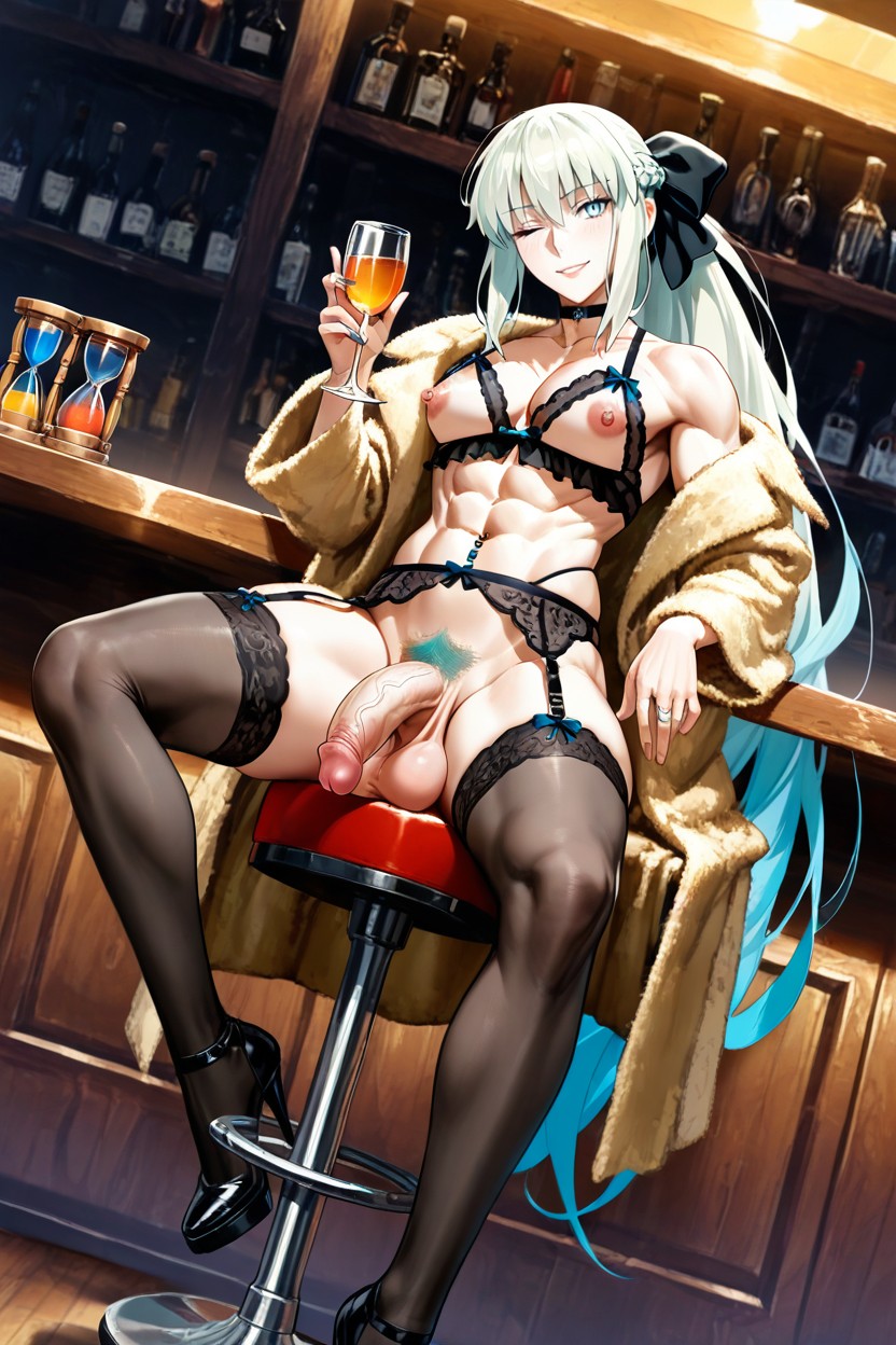 Pubic Hair, Flaccid Cock, Long Legs Hentai AI Porn