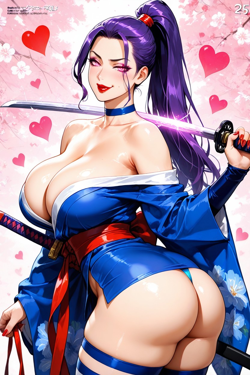Feminine, Ass Is Visible, Bright Makeup Hentai IA