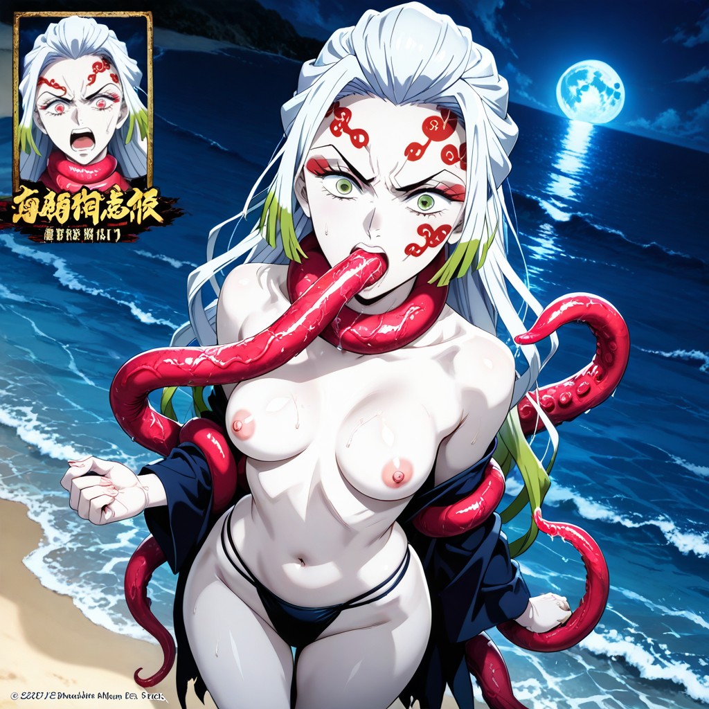 Naval And Waist Exposed, Tentacles Surround Her Face, Perfect Back Hentai AI Porn