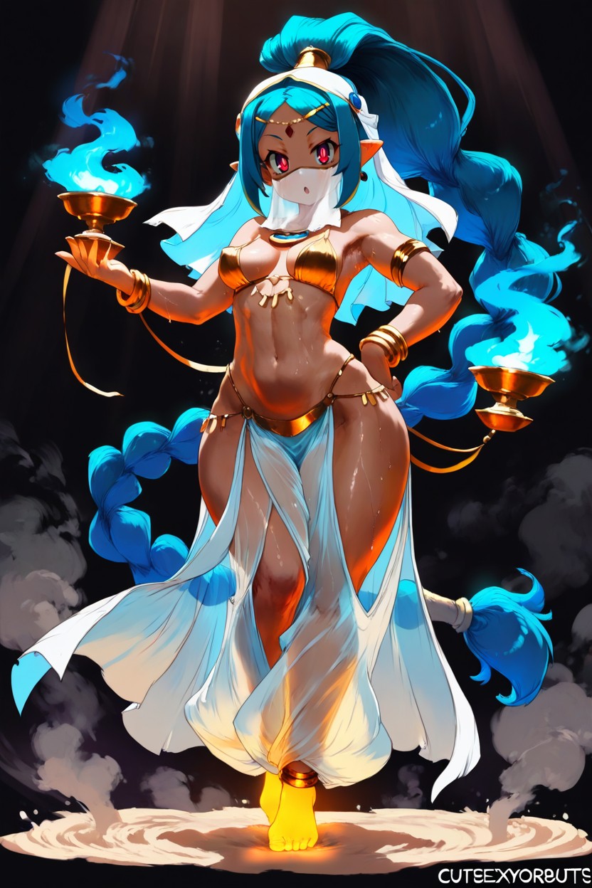 Navel, White Facial Veil, Heatwave Hentai AI Porn