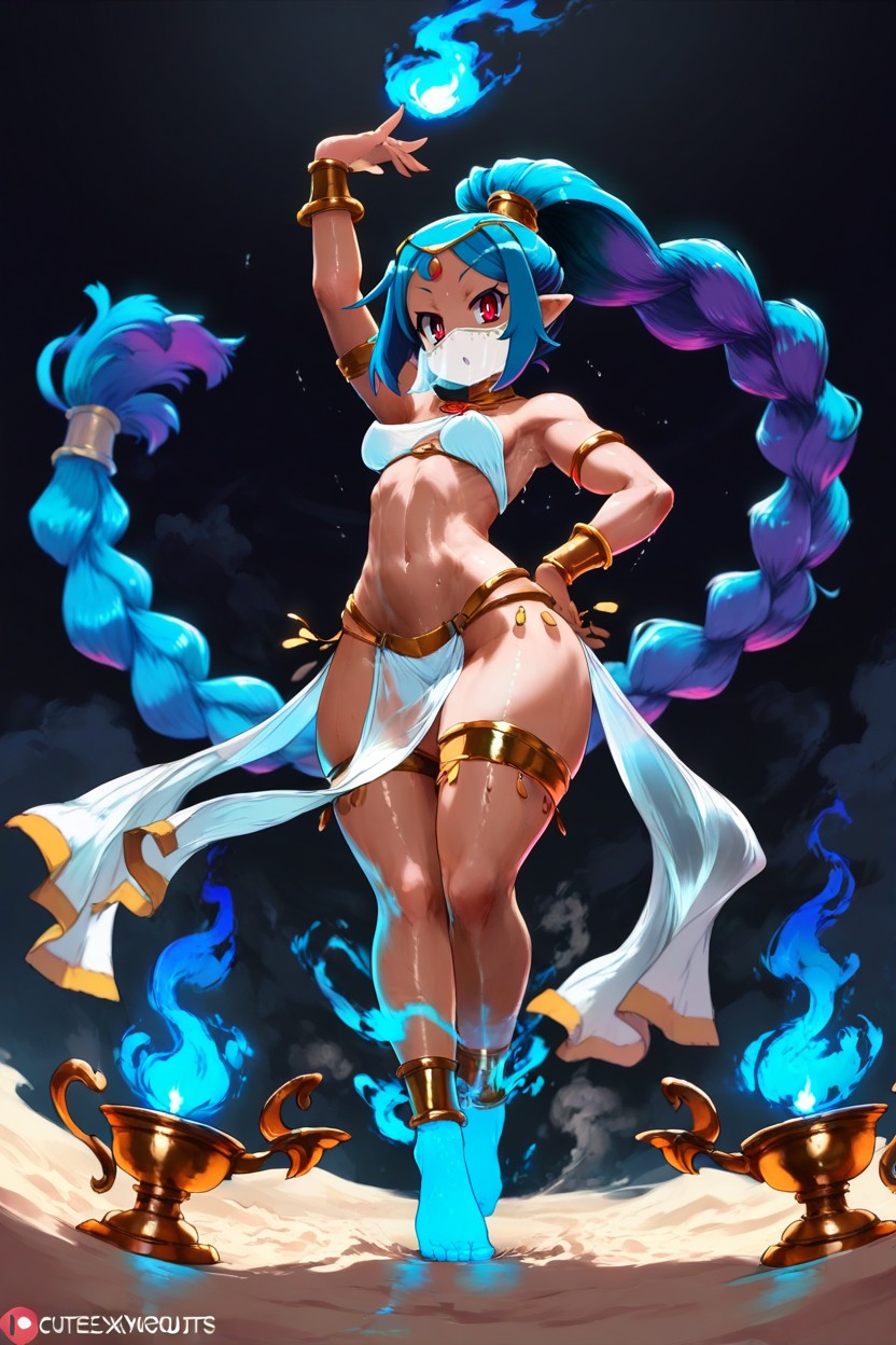 Disgaea Style, Gold Glowing Genie Lamp, Feminine Hentai AI Porn