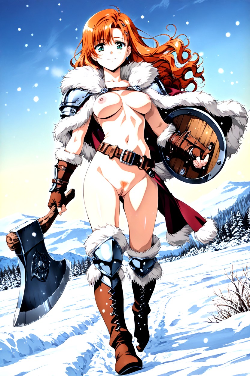 Running On Snow, Happy Smile, Wavy Hair Edges Hentai AI Porn