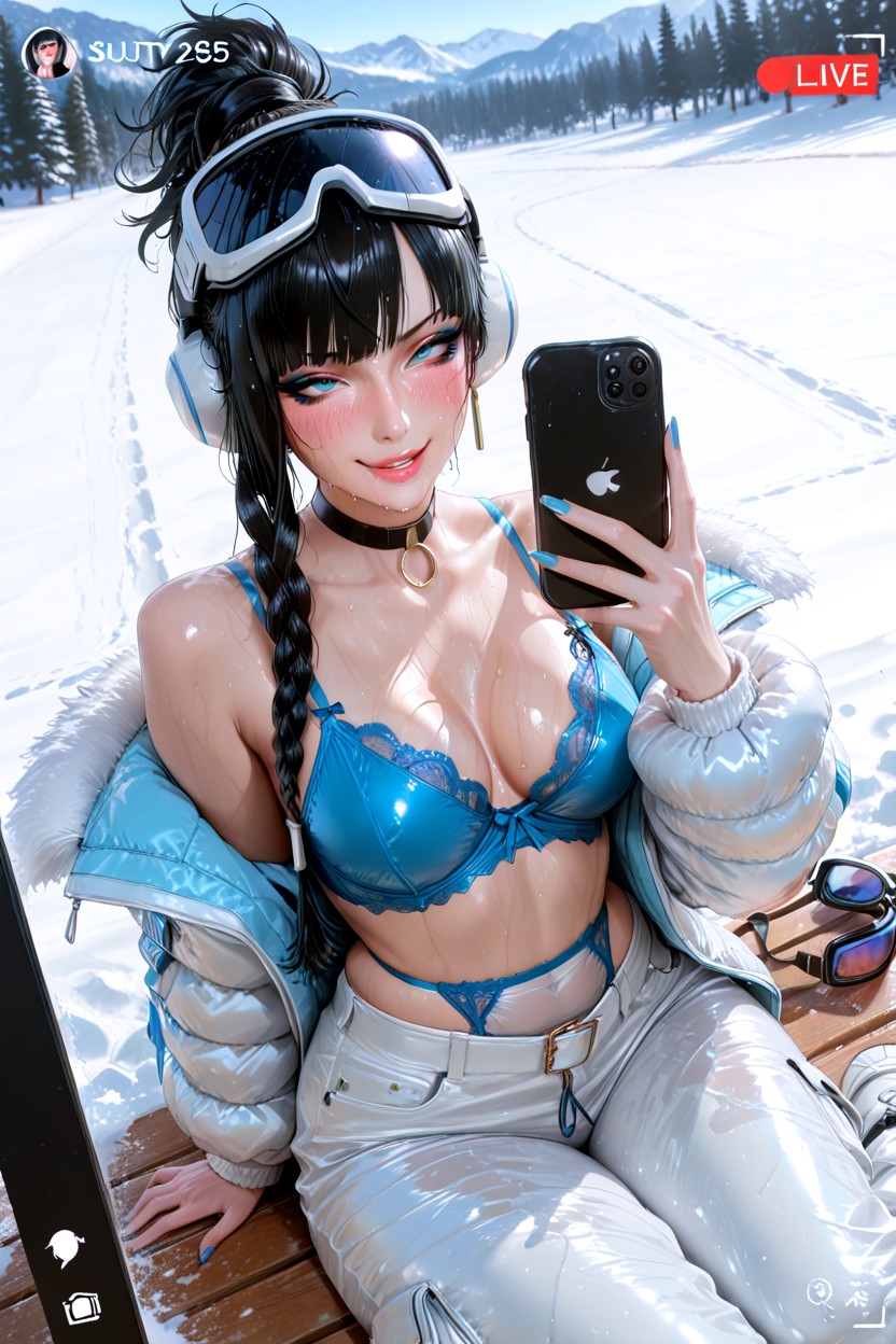 Seductive And Sexy, Pechos Pequeños, Gold Earrings Hentai IA