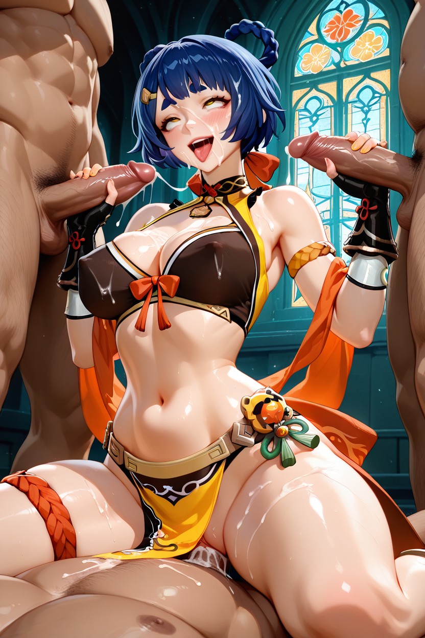 Xiangling From Genshin Impact, Cum On Face, High Detail Hentai AI Porn