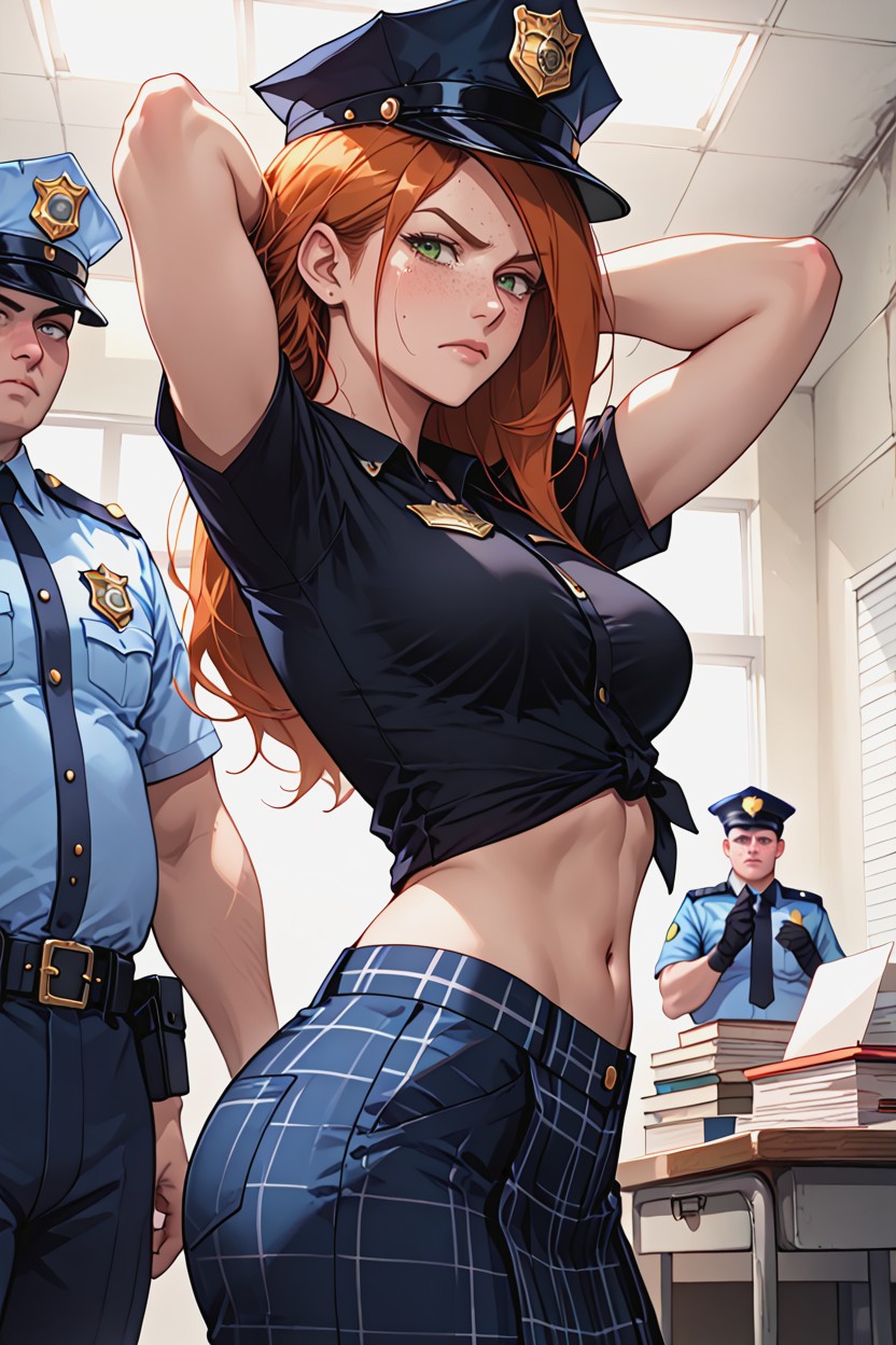 Policeman Gropping Her From Behind, High Resolution, Top Quality Hentai AI Porn