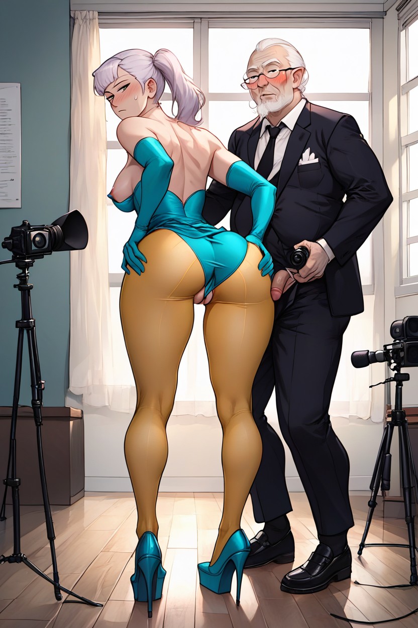 Looking Back At Viewer, Old Man In Suit, Bent Over Hentai AI Porn