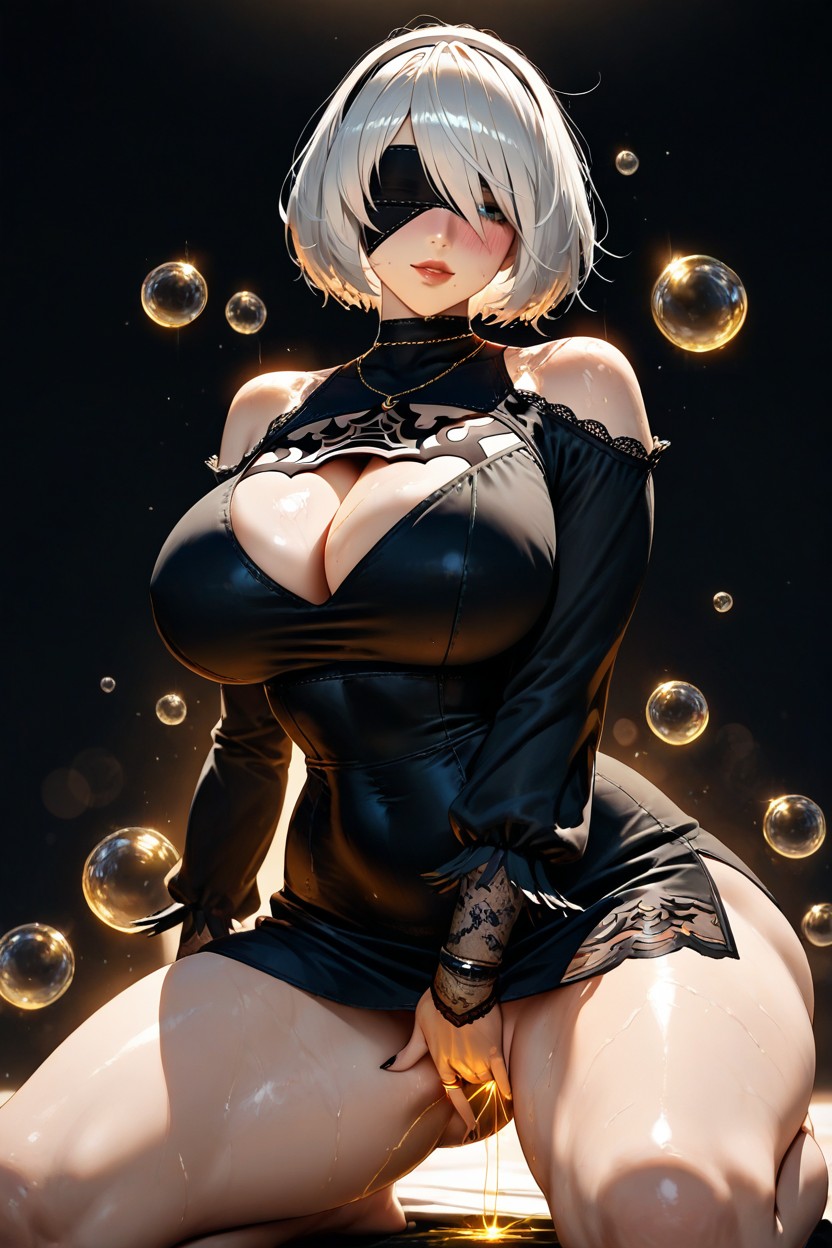 Ultra High Definition, Black Eye Mask, Pussy Dripping Onto Floor Hentai AI Porn