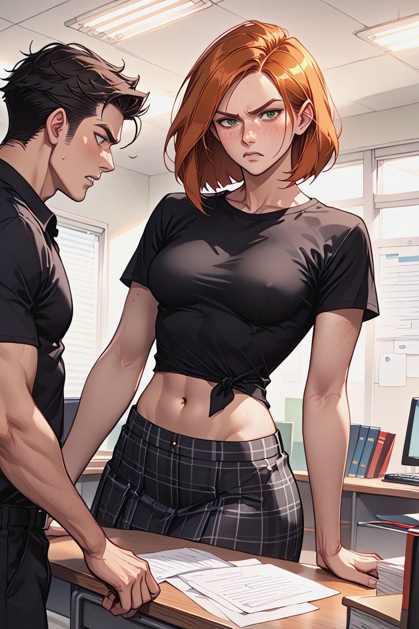 Bend Over, Freckles, Naked Man Touching Her Legs Hentai AI Porn