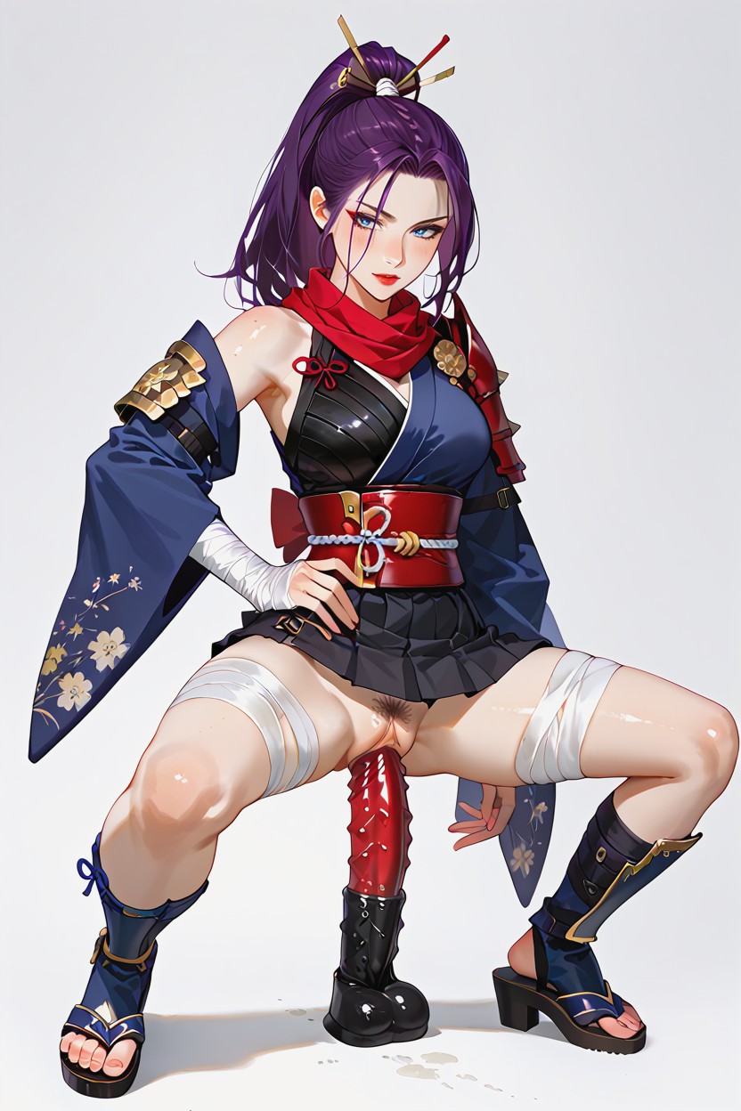 Detailed Textures, Only Bare Left Shoulders, Uniform In Style Ancient Japaness Kunoichi Hentai IA