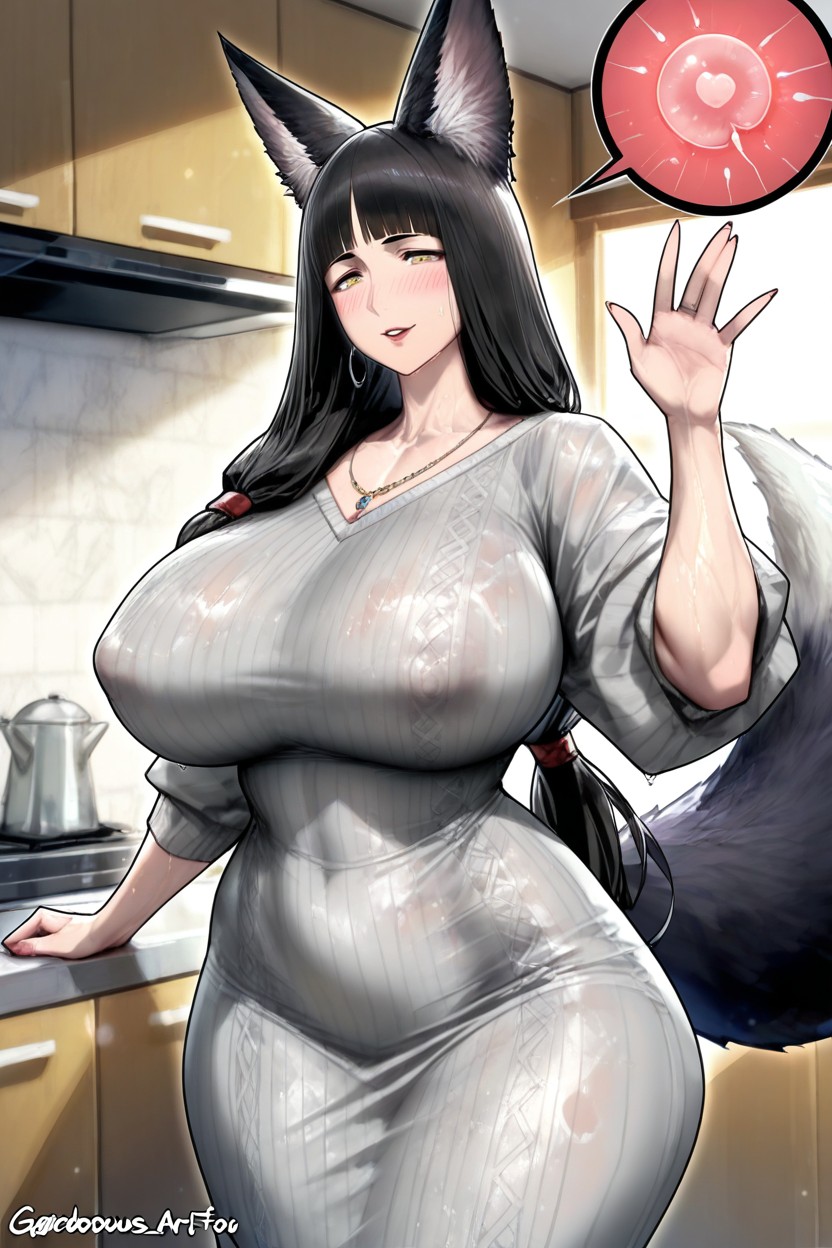 Erect Nipples, Front View, Waving Hello Hentai AI Porn
