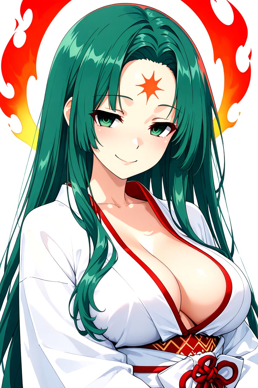 Well-balanced Body Shape, Emerald Green Eyes, Green Hair Hentai AI Porn