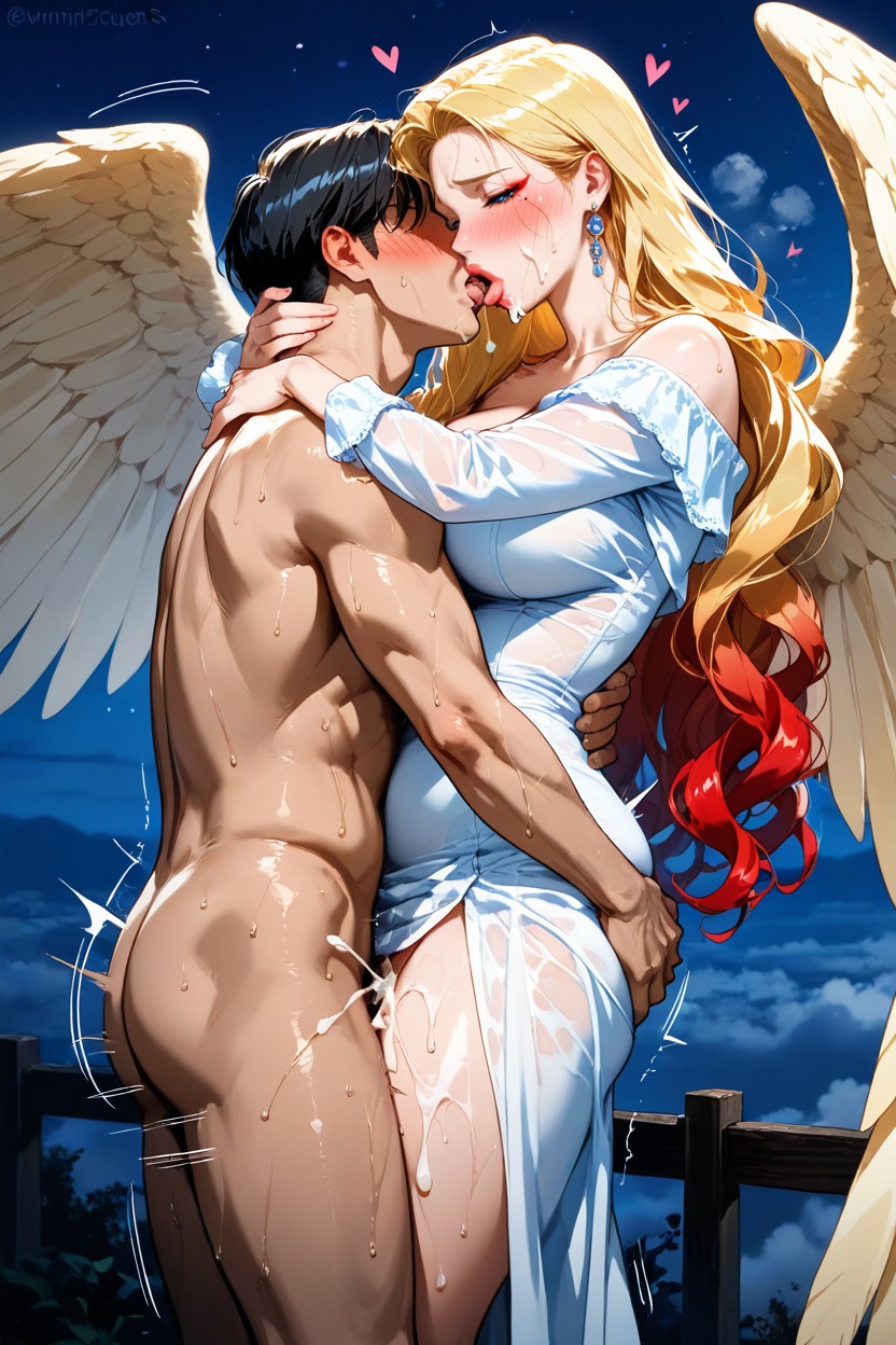 Man Holding Woman’s Head, High Resolution, Sweaty Hentai AI Porn