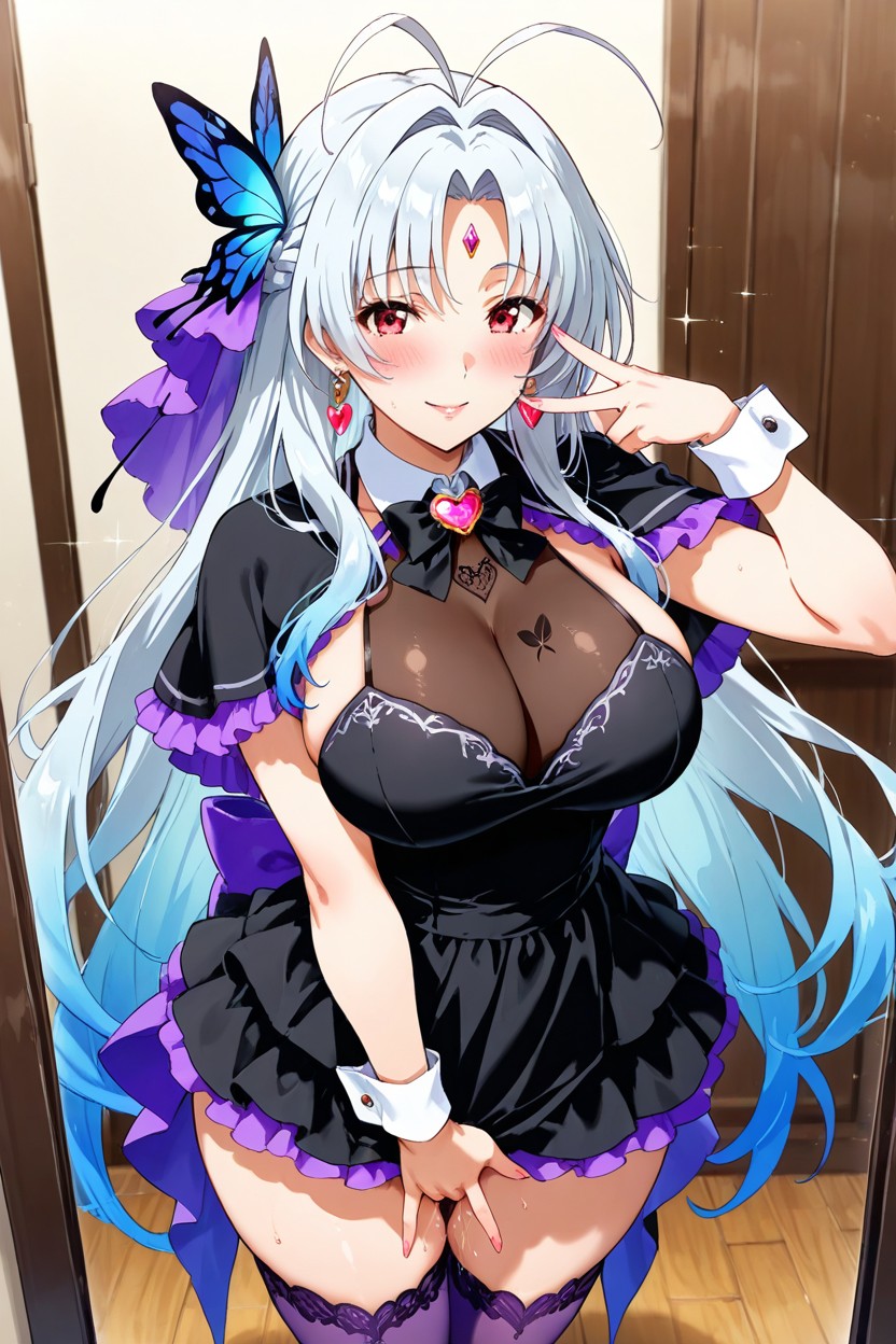Half Up Braid, Purple Bow, Back Bow Hentai AI Porn