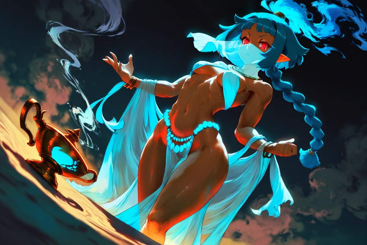 Dutch Angle, Large Braided High Ponytail, Distorted Haze Hentai AI Porn