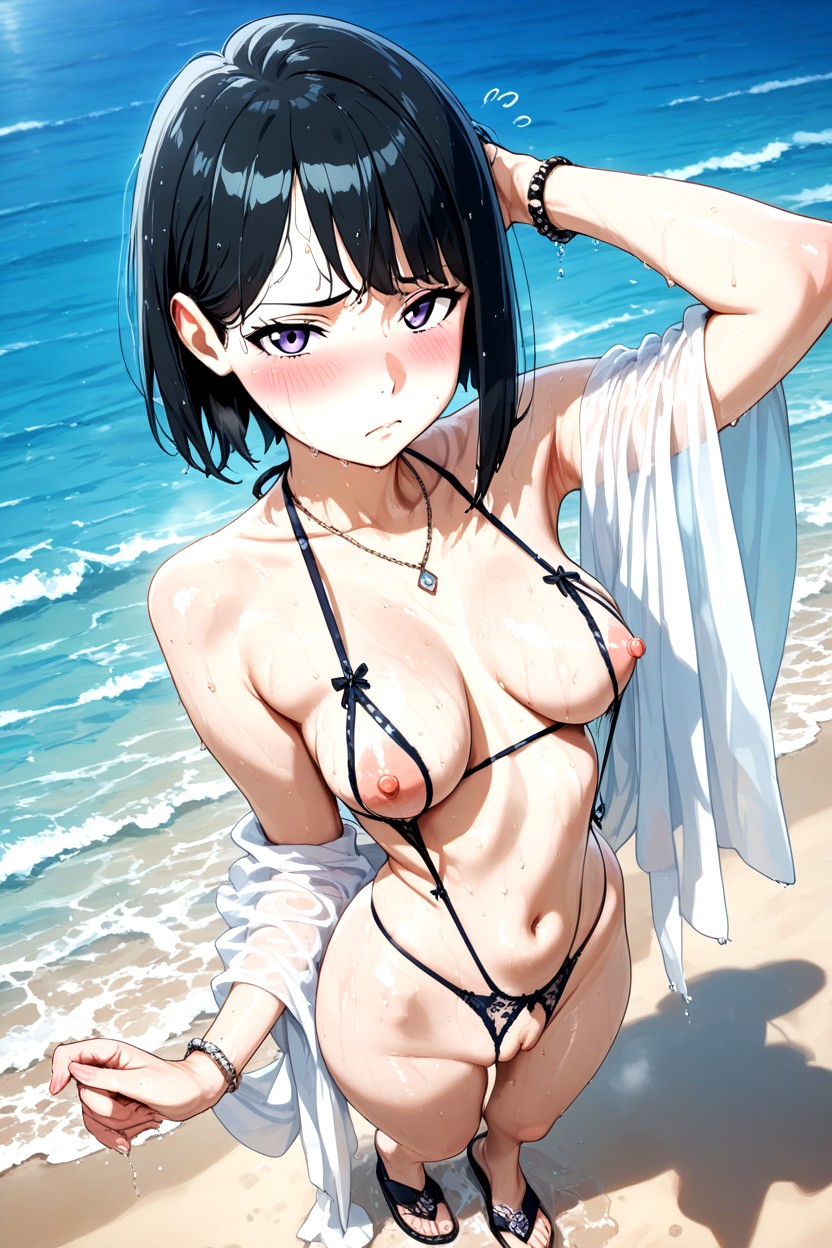 Oiled Skin, Sexy Body, Bangs Hentai AI Porn