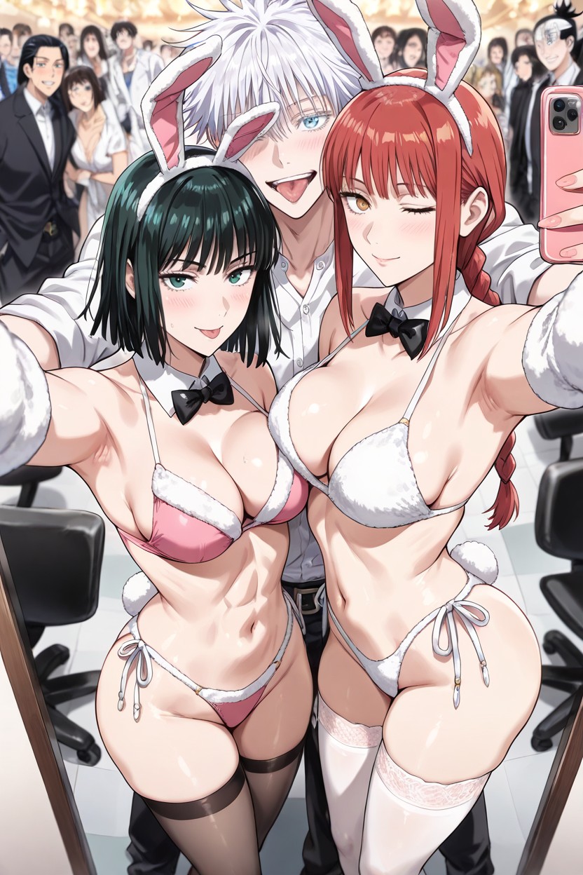 Harem, Gojou Satoru And Suguru Getou Are Men, White Fur Stockings Hentai AI Porn