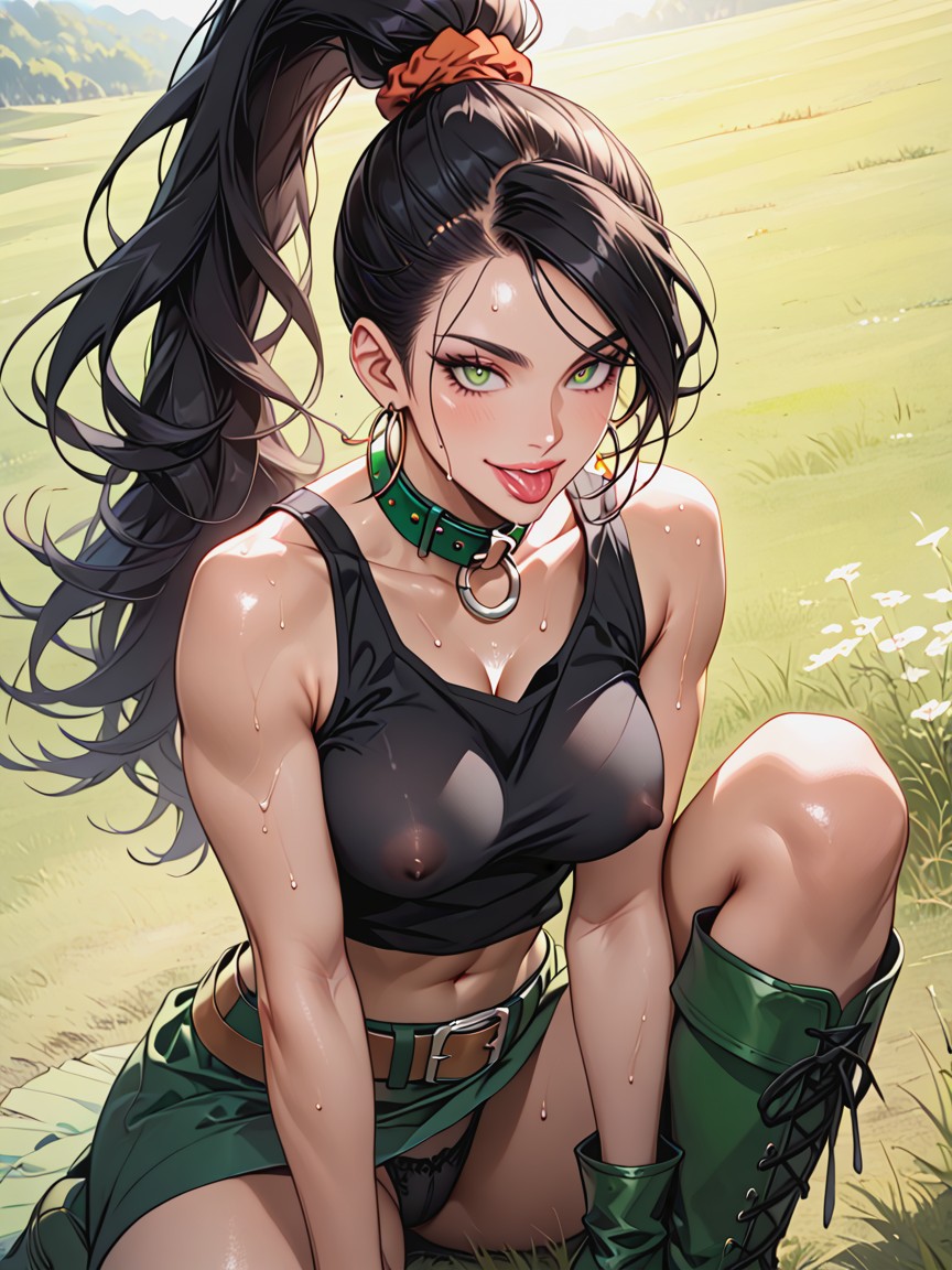 Green Boots, Perky Breasts, Beautiful Face Hentai AI Porn