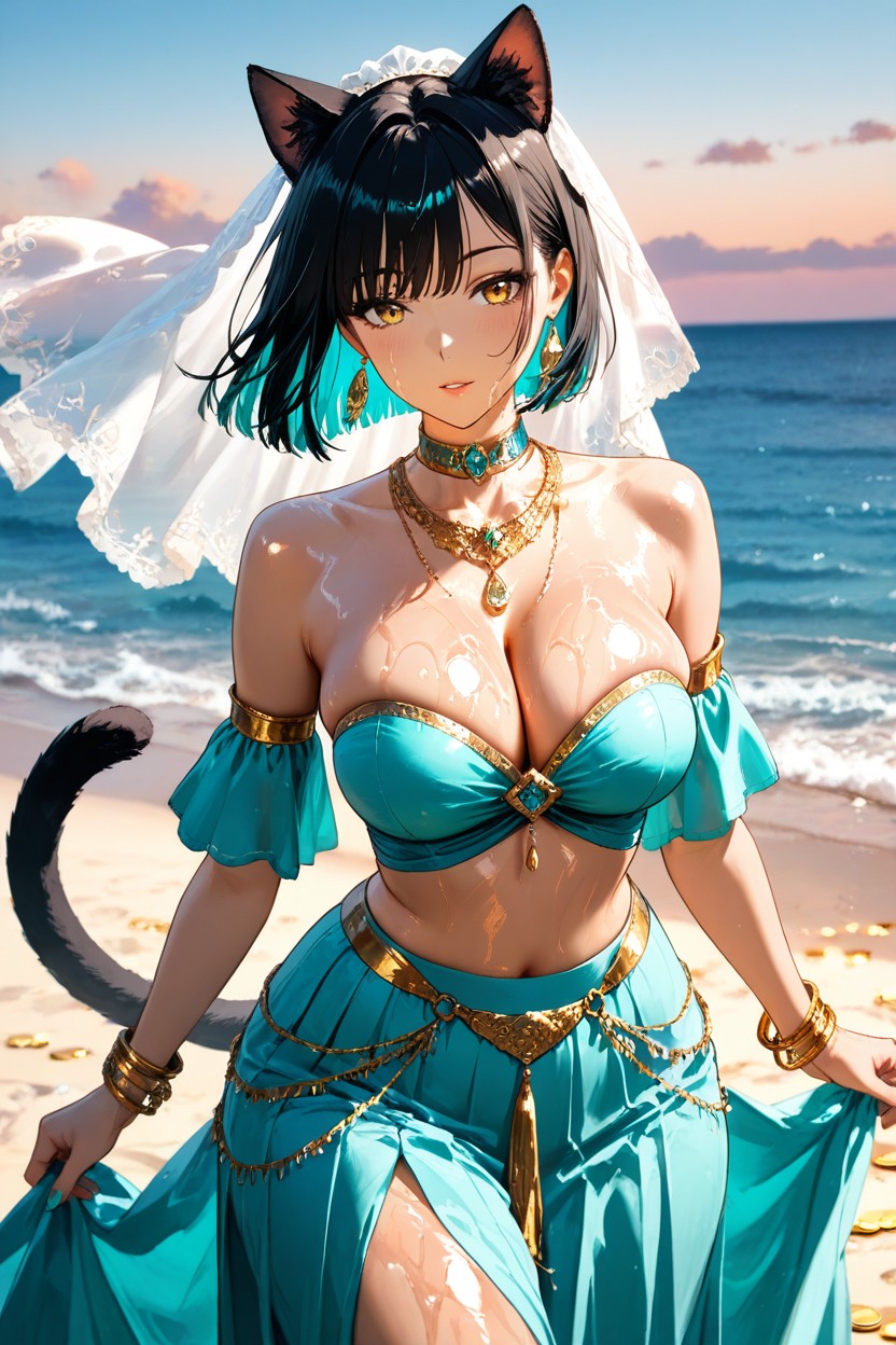 Black Tail, Neatly Ends, Two Tone Hair Hentai AI Porn