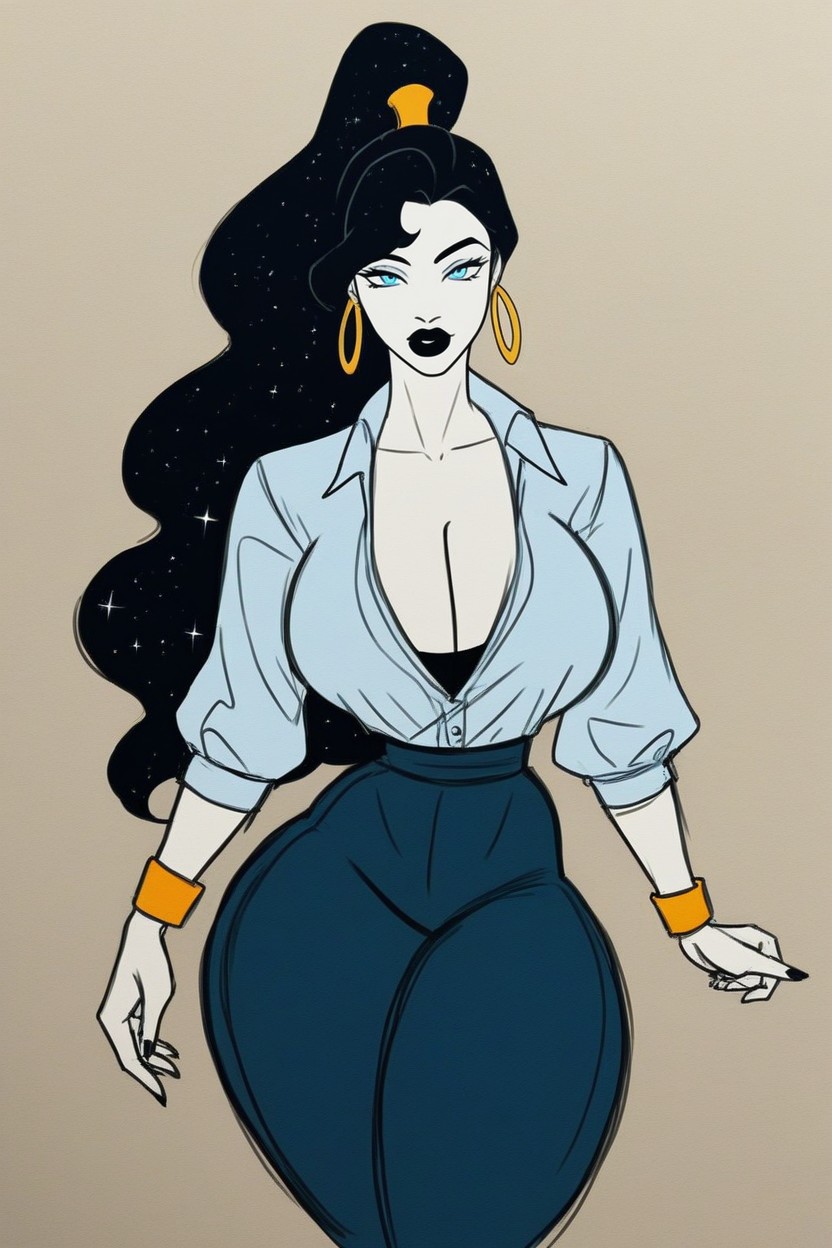 Cleavage, Thick Gold Wrist Cuffs, Female Hentai AI Porn